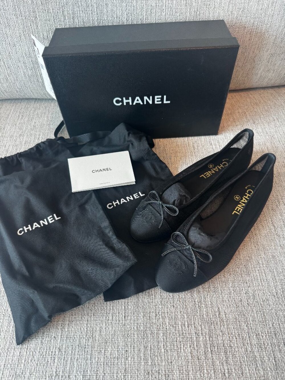 Authentic Chanel Black Mesh Ballet Flats